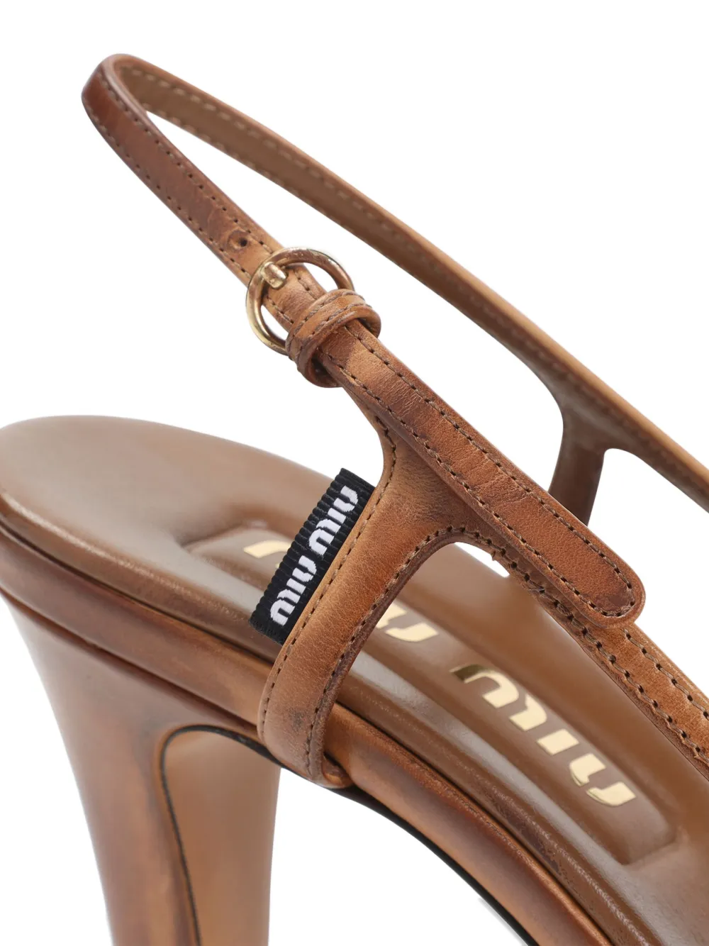 Miu 85mm slingback heeled sandal Bruin