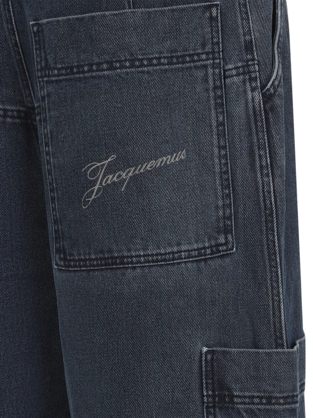 Jacquemus Navy Blue Cotton Le Cargo De-nimes Carre Jeans In Multi