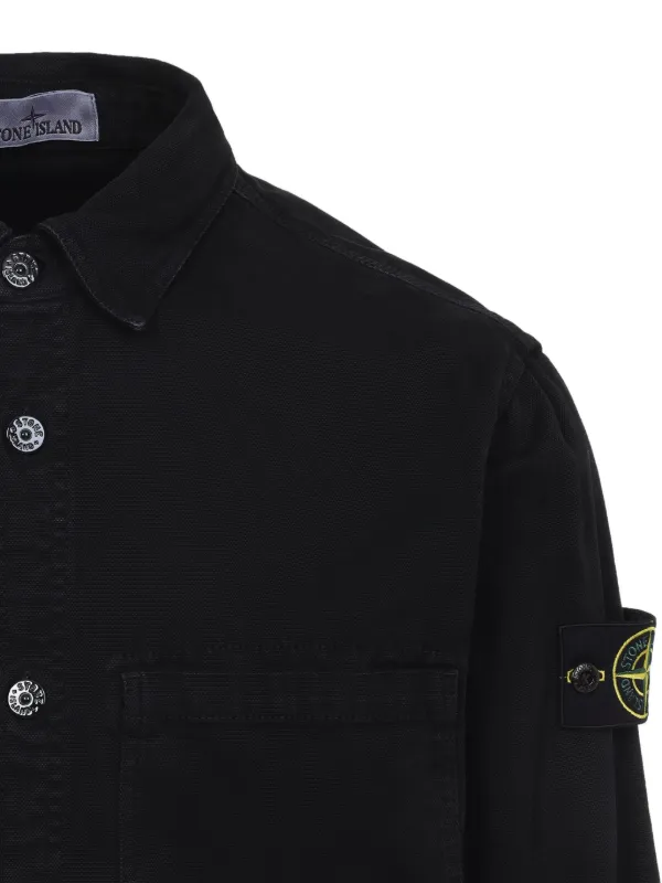 Stone  黒 ボタン付きジャケット Stone Island シャツジャケット | ブラック | FARFETCH JP