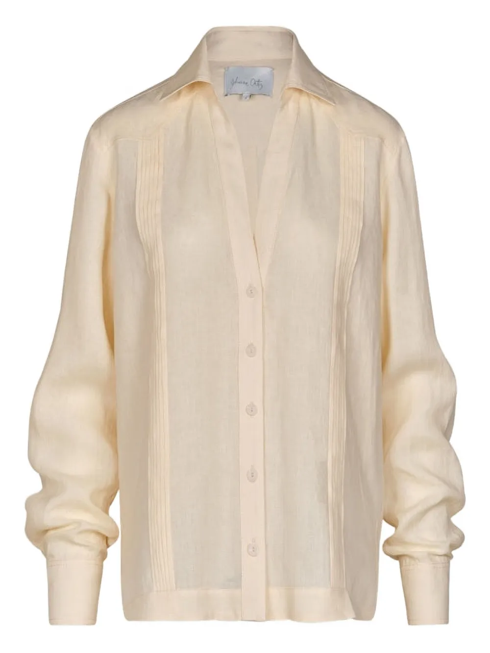 Johanna Ortiz Manly Guayabera Linen Shirt In Neutral