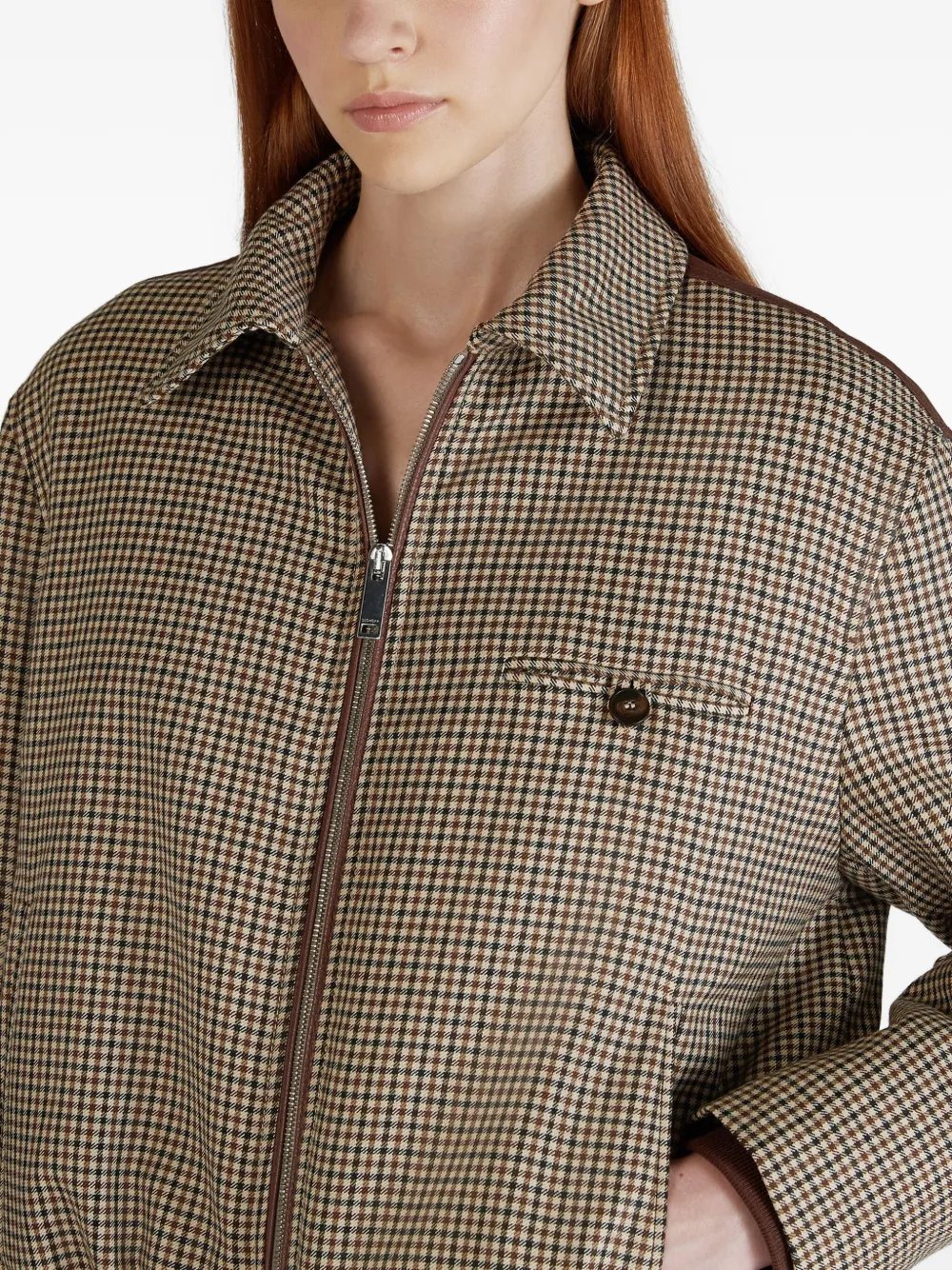 Montedoro Primo Check Bomber Jacket In Brown