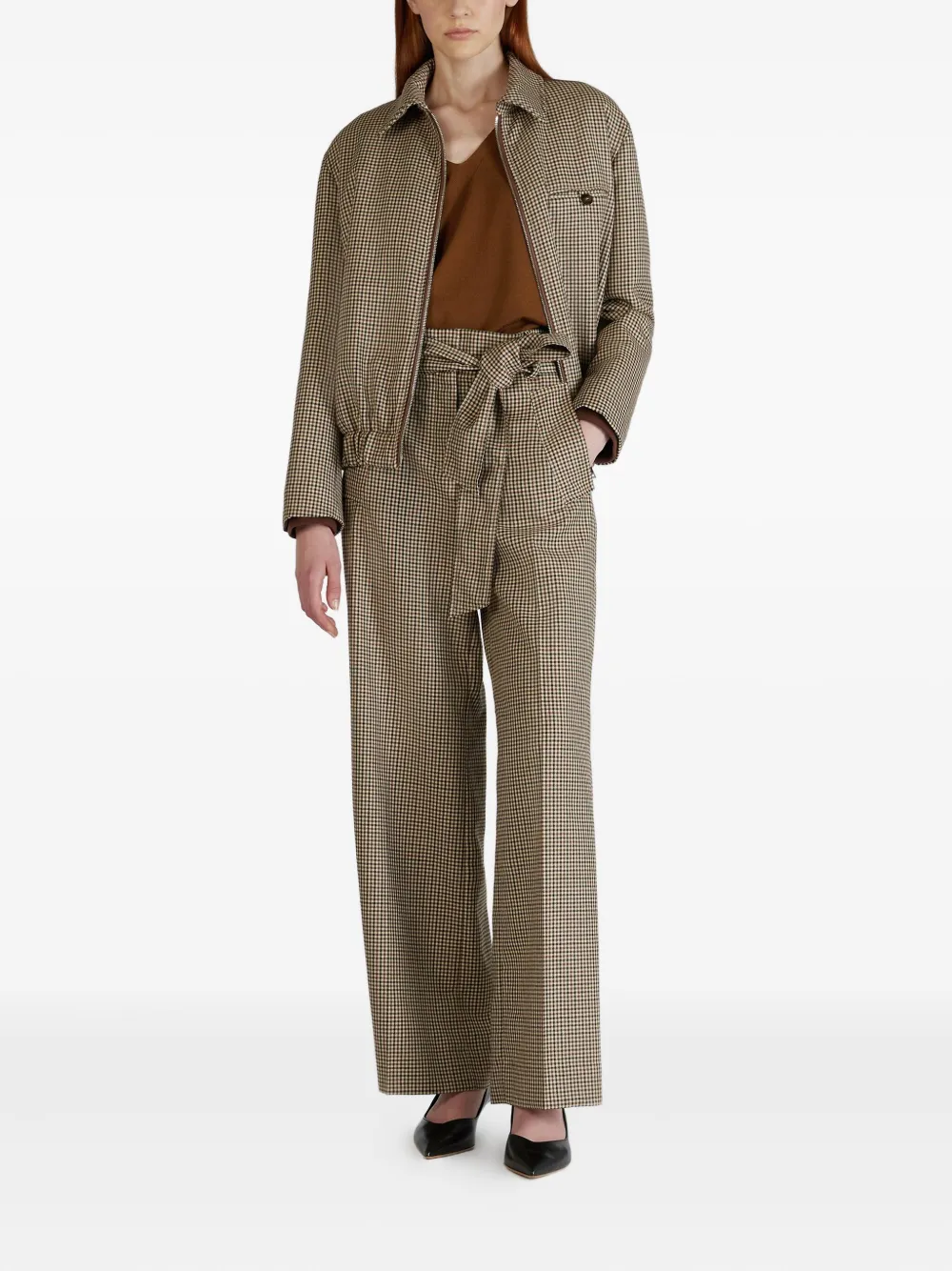 Montedoro Primo Check Bomber Jacket In Brown