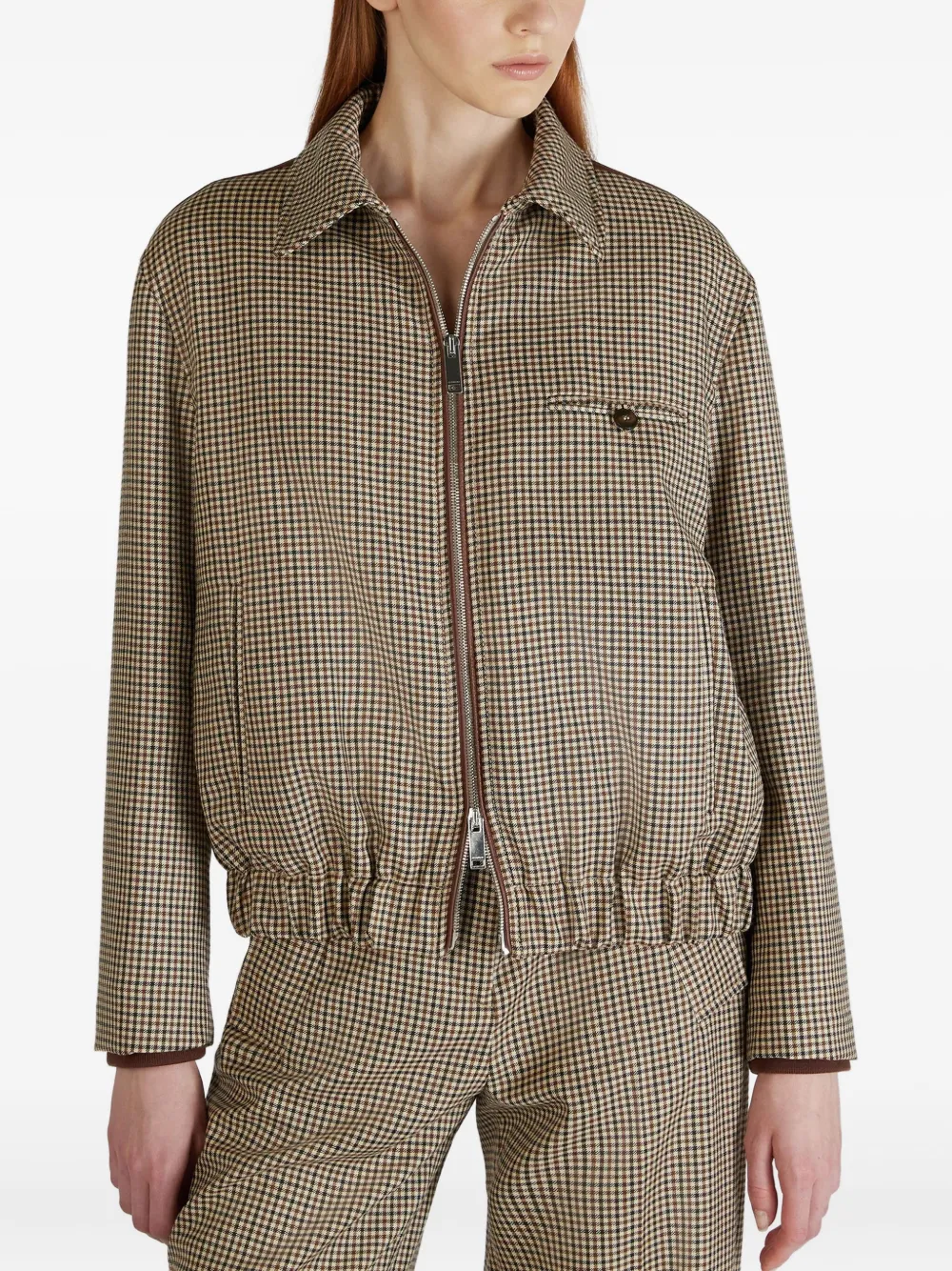 Montedoro Primo Check Bomber Jacket In Brown