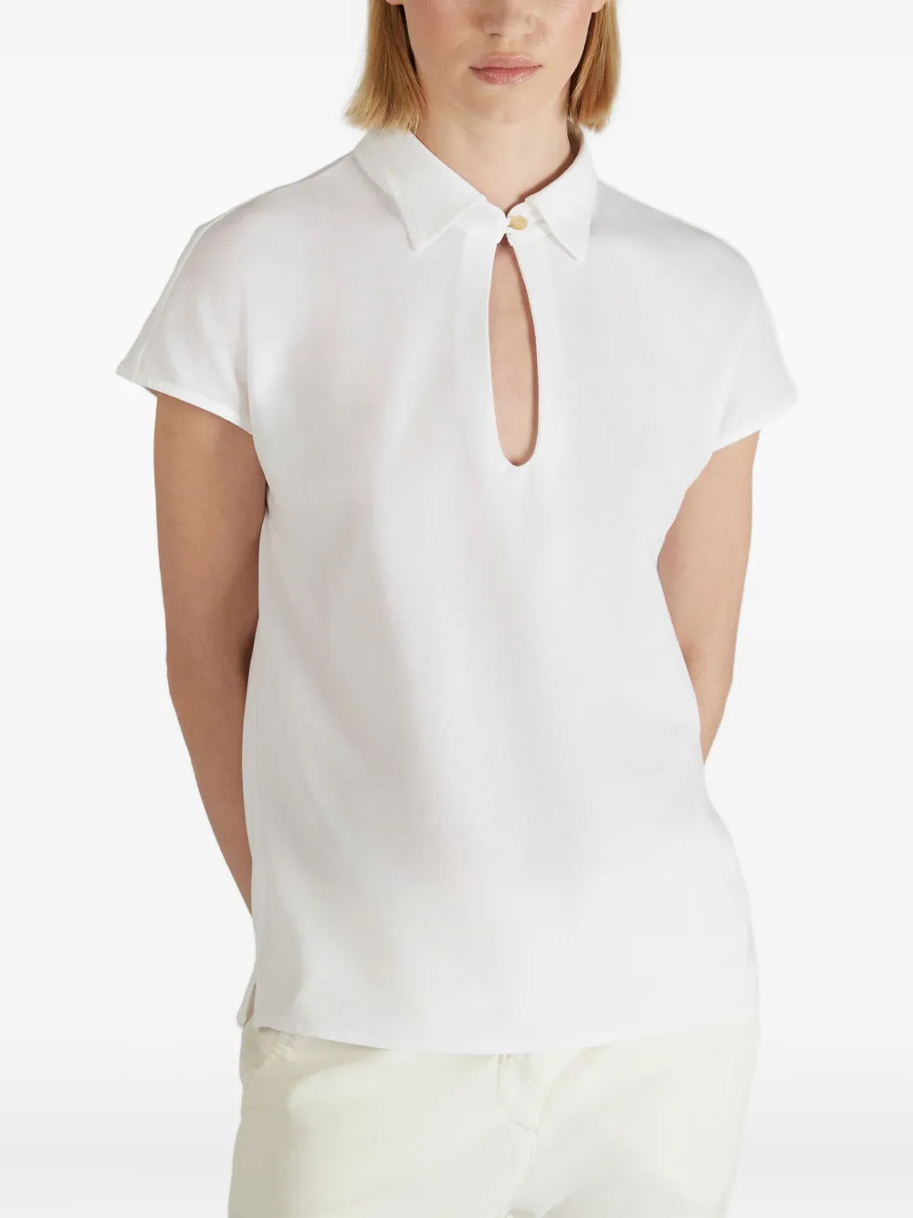 Zanone Keyhole-detailed Blouse In White