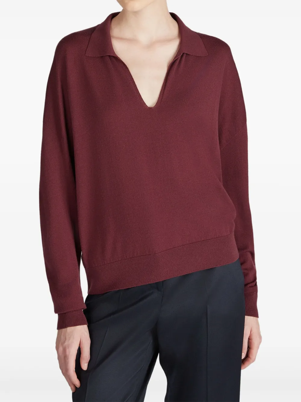 Zanone V-neck Sweater In Burgundy