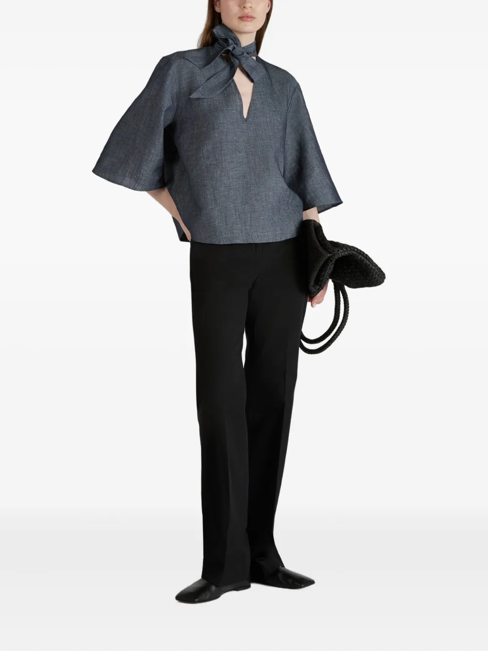 Glanshirt tie-neck top | Blouses | Image 2