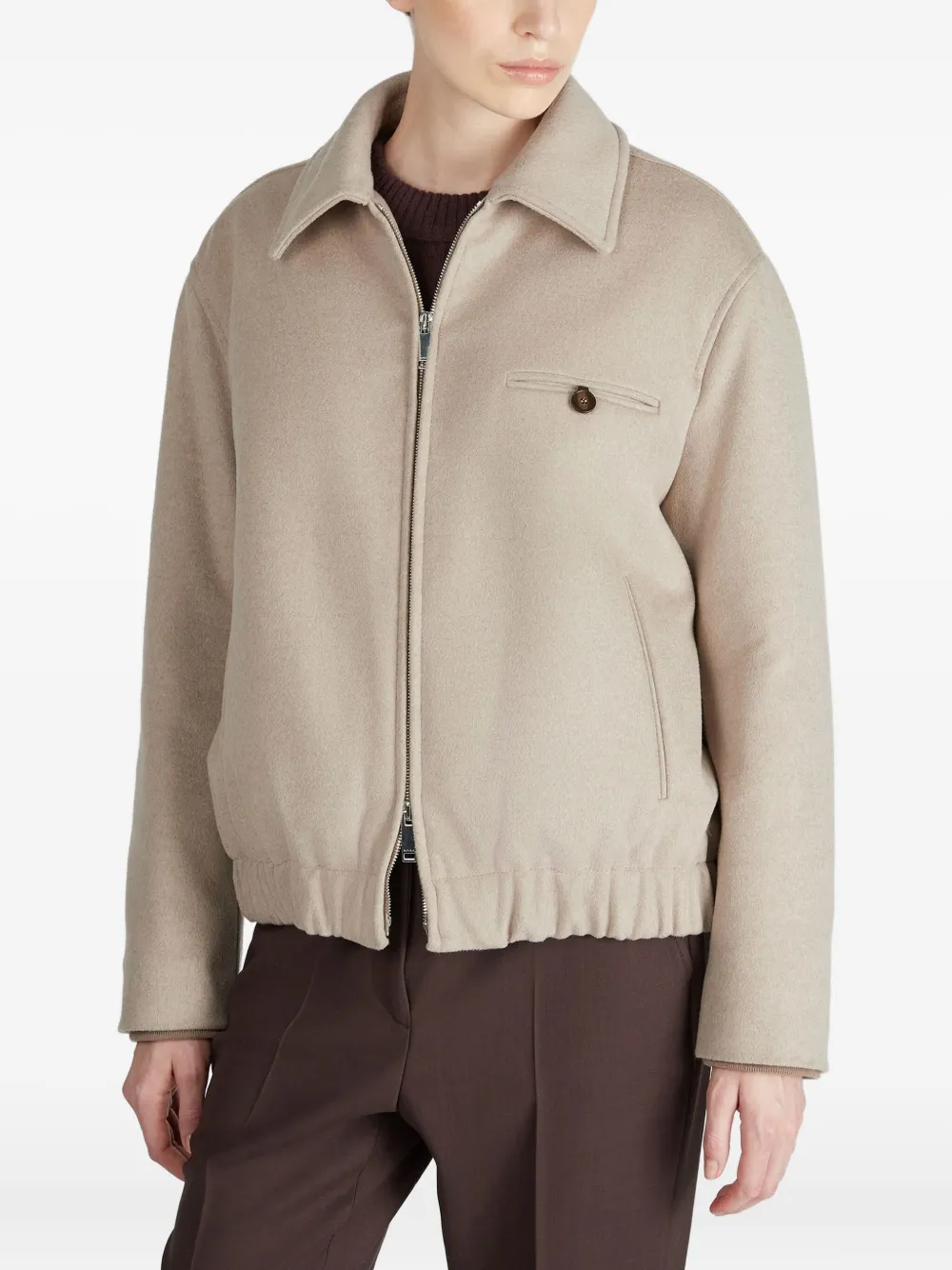 Montedoro Zip Bomber Jacket In Neutral