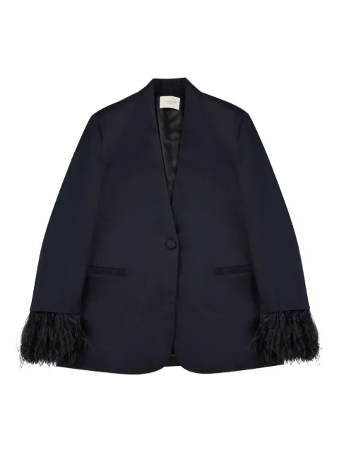 slowear feather-trim flannel jacket