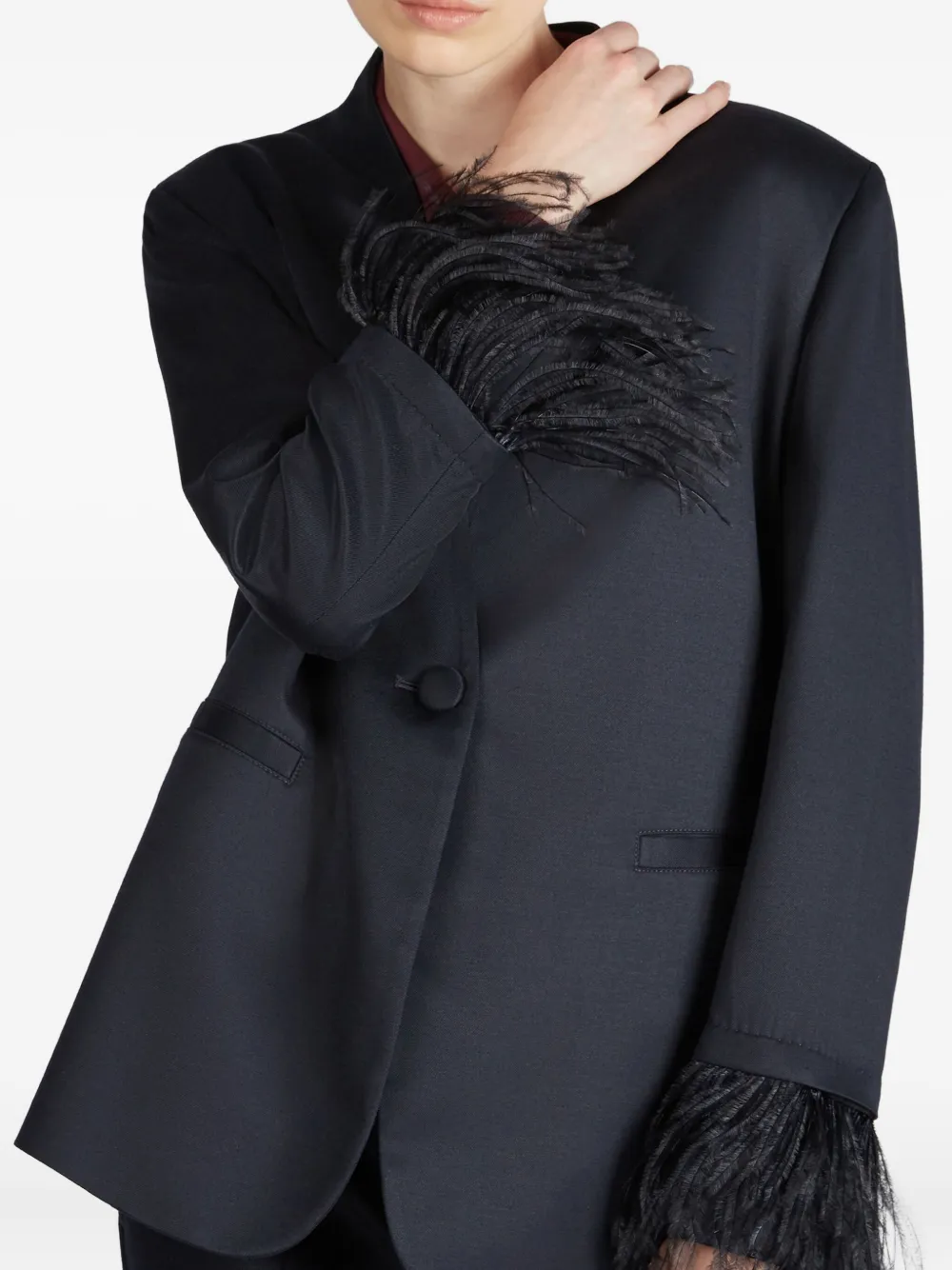 slowear Flanellen jack met veren afwerking Blauw
