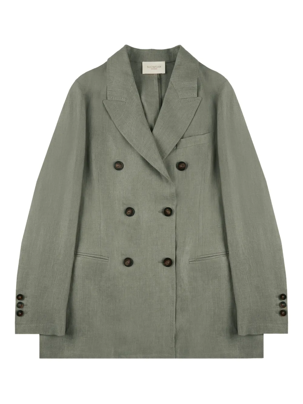 Slowear Double-breasted Linen Jacket In Gray