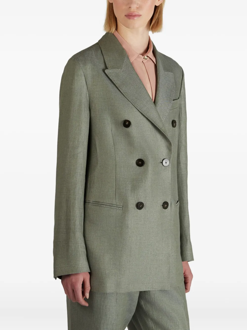 Slowear Double-breasted Linen Jacket In Gray