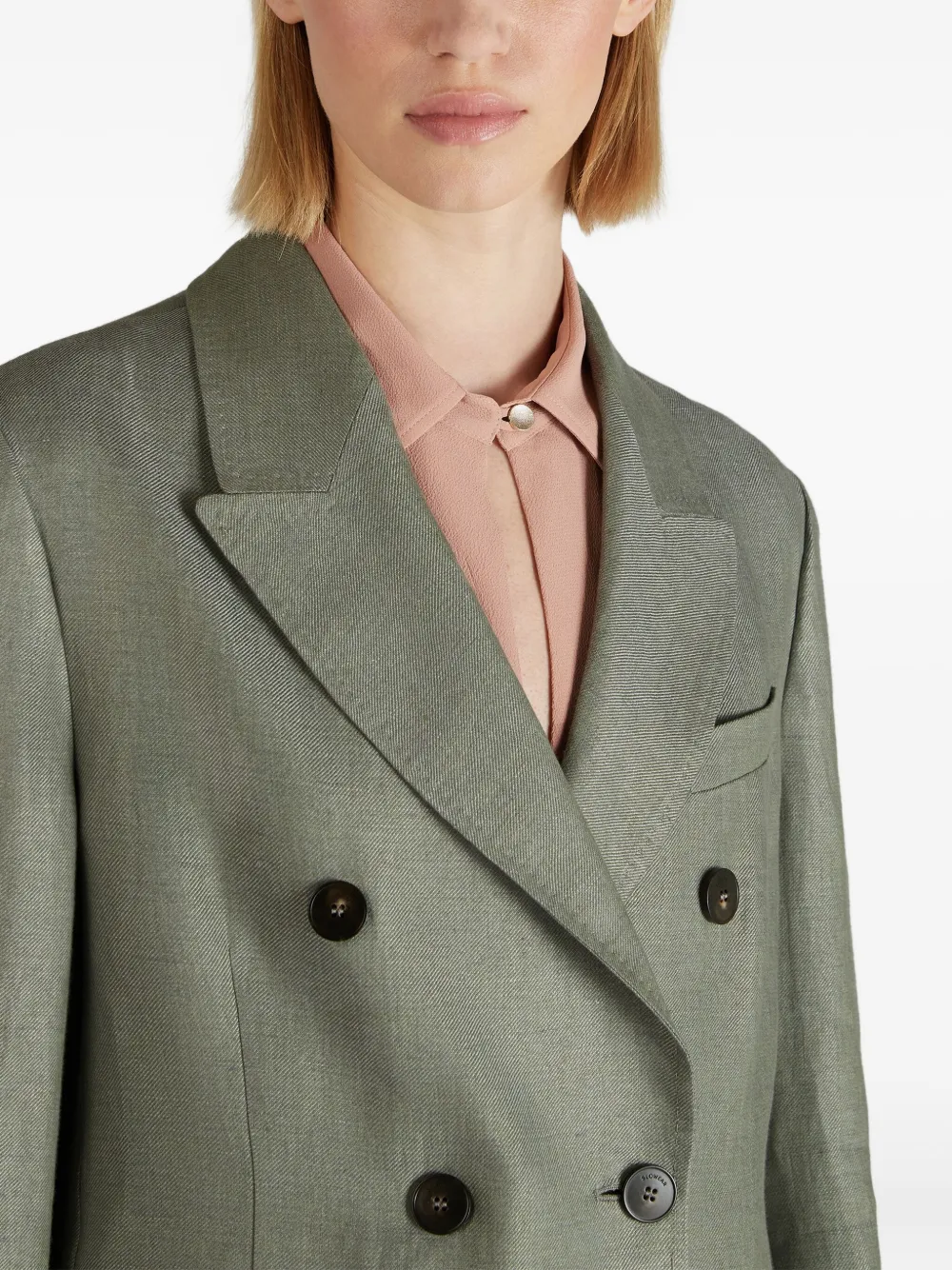 Slowear Double-breasted Linen Jacket In Gray