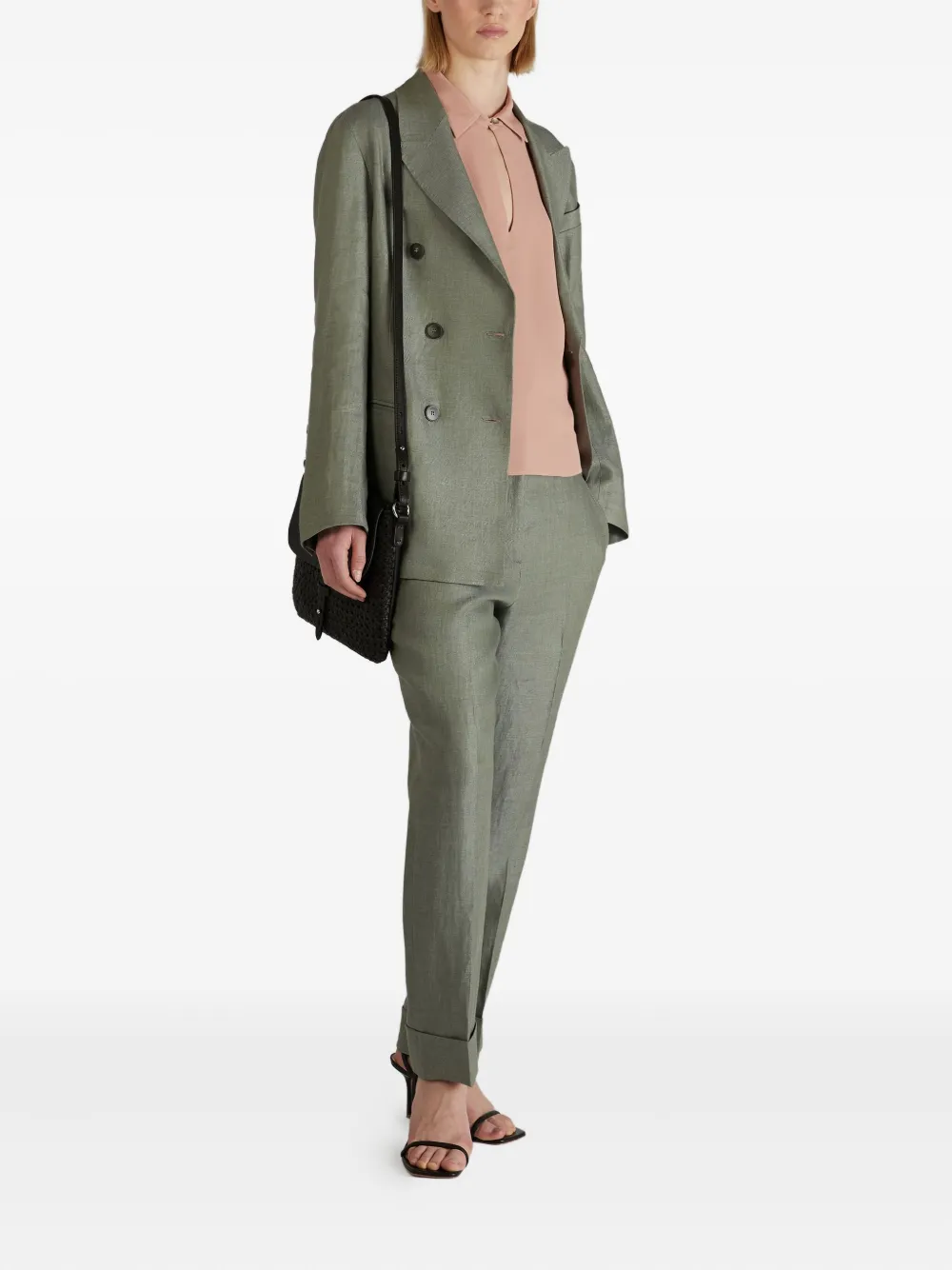 Slowear Double-breasted Linen Jacket In Gray