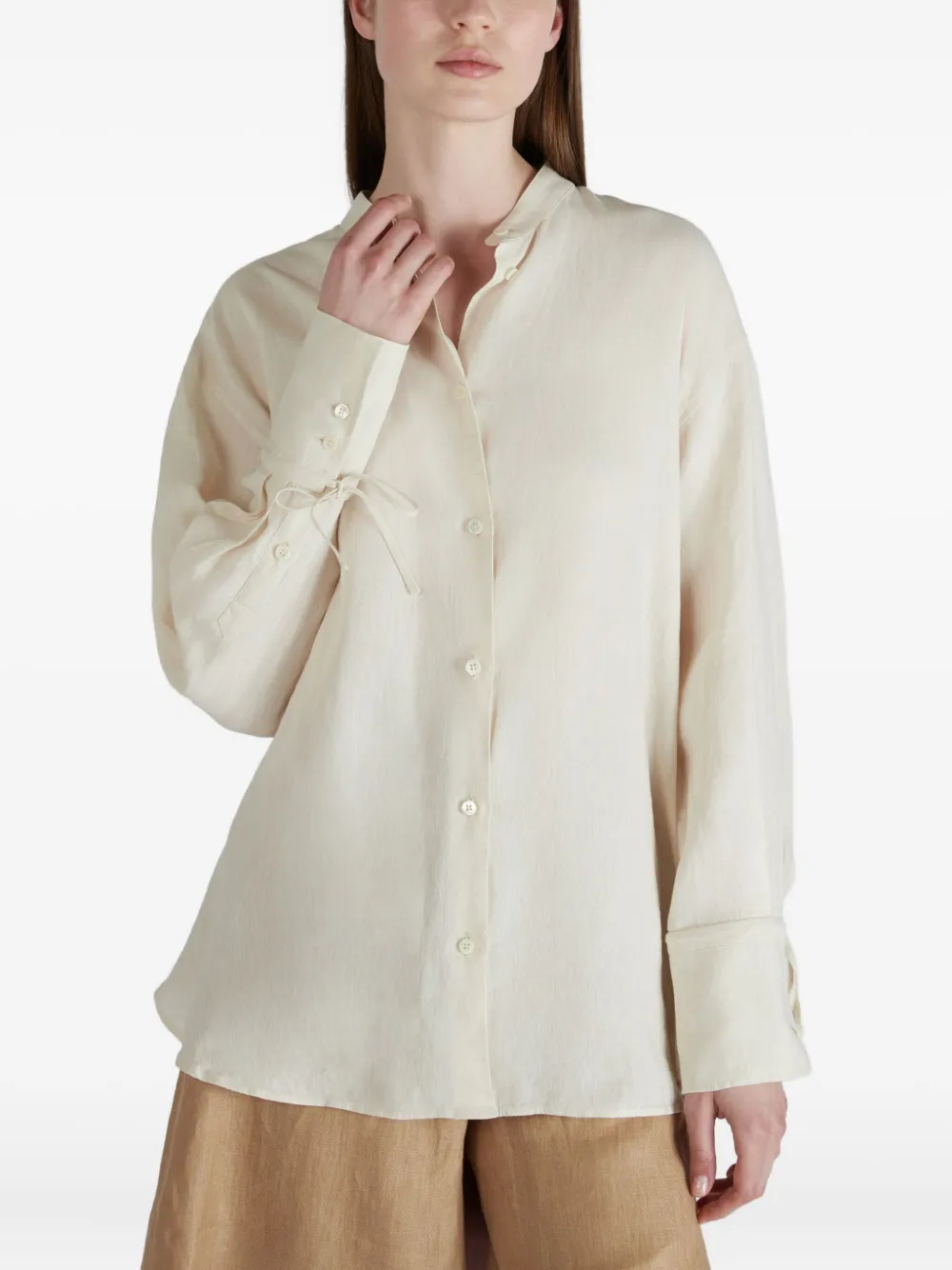 Glanshirt Tie-cuff Linen Shirt In Neutral