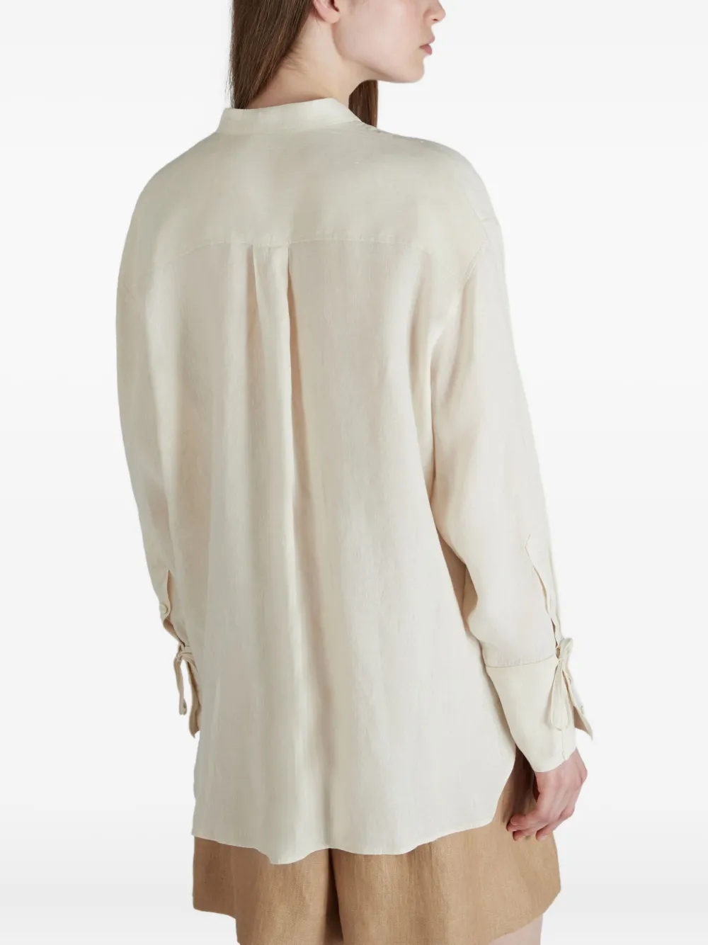 Glanshirt Tie-cuff Linen Shirt In Neutral