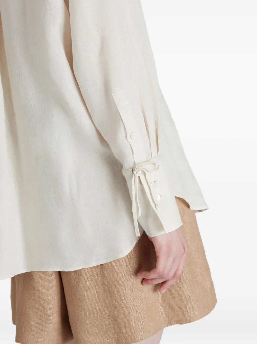 Glanshirt Tie-cuff Linen Shirt In Neutral