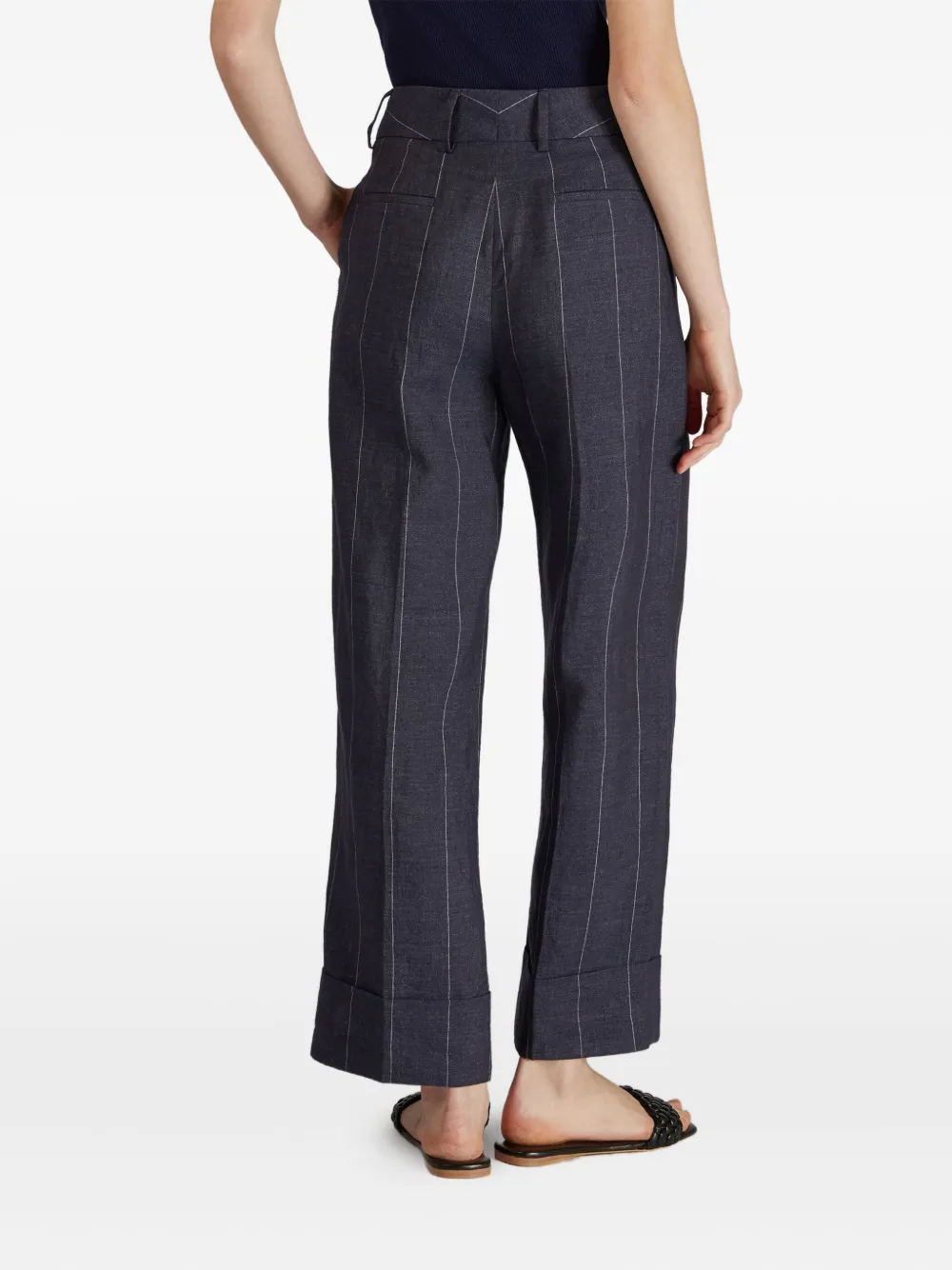 Incotex Pinstriped Linen Trousers In Blue