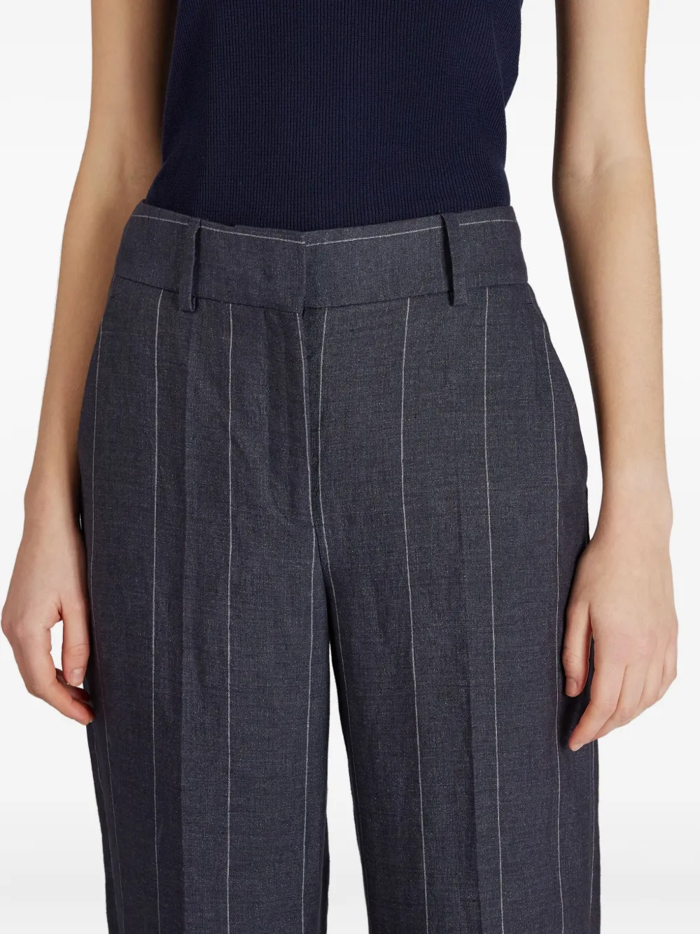 Incotex Pinstriped Linen Trousers In Blue