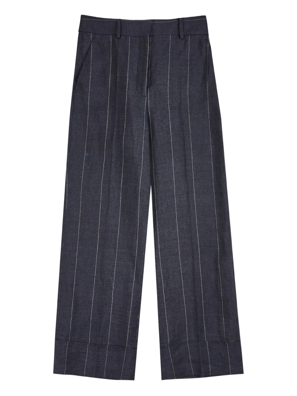 Incotex Pinstriped Linen Trousers In Blue