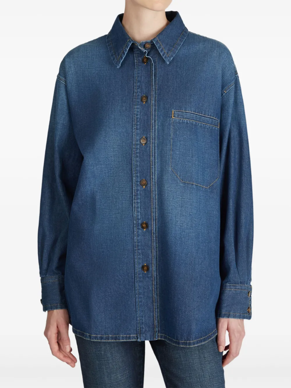 Glanshirt Buttoned Denim Shirt In Blue