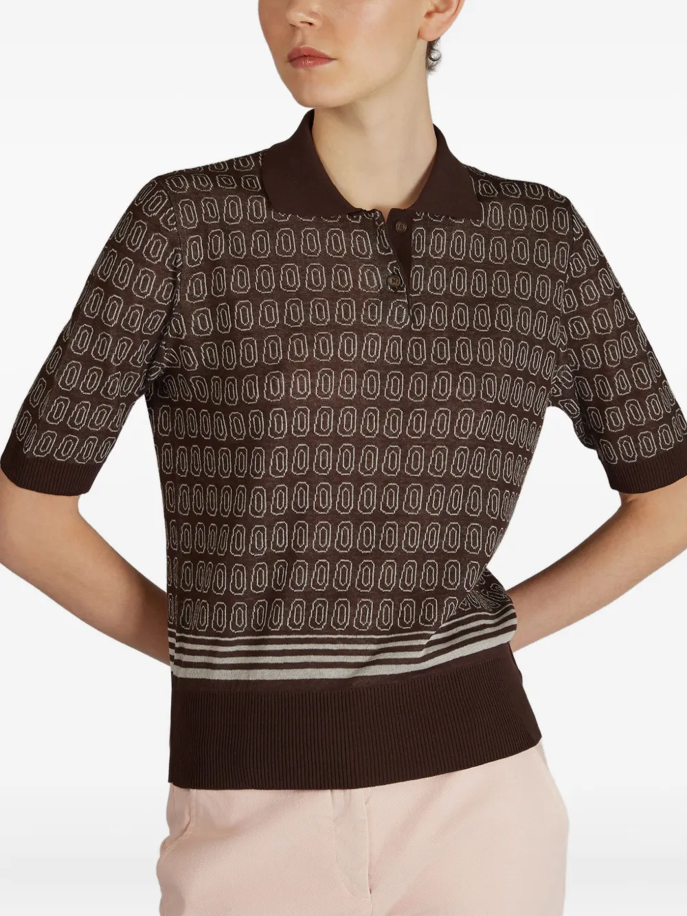 Zanone Poloshirt met geometrische print Bruin