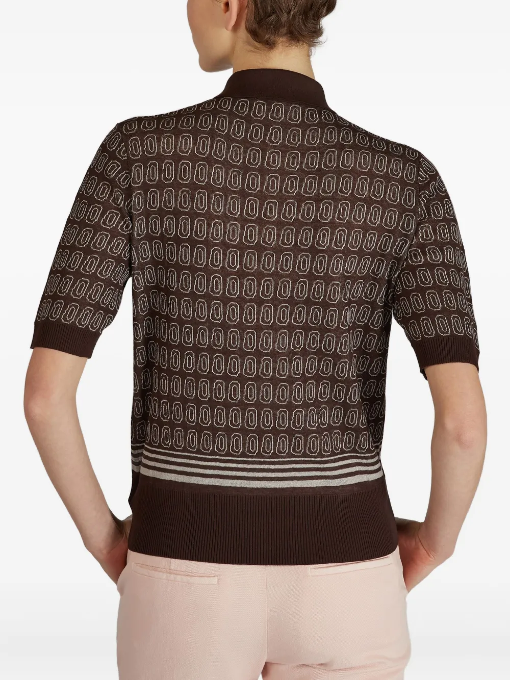 Zanone Poloshirt met geometrische print Bruin