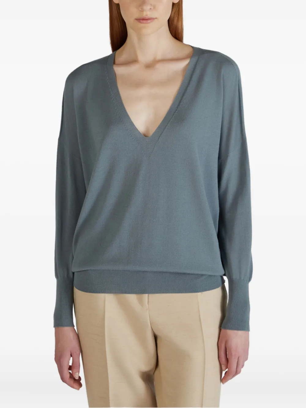 Zanone V-neck Sweater In Blue