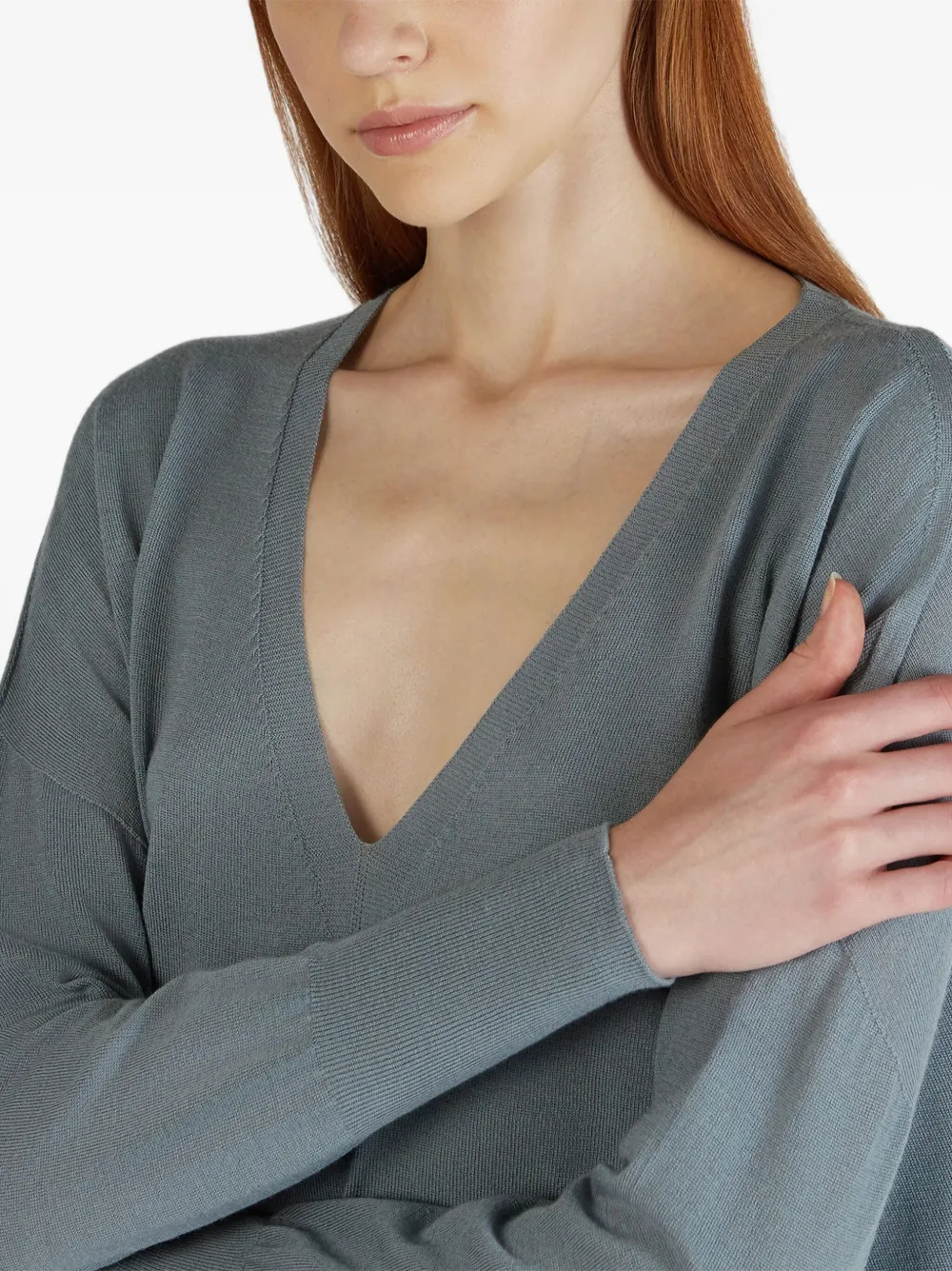 Zanone V-neck Sweater In Blue