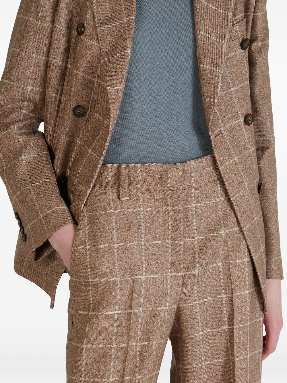Incotex Check Flannel Trousers In Brown