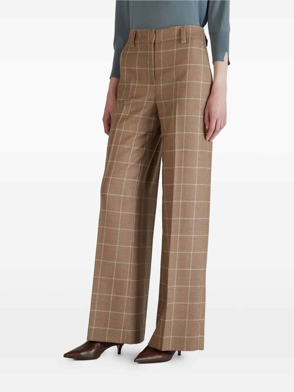 Incotex Check Flannel Trousers In Brown