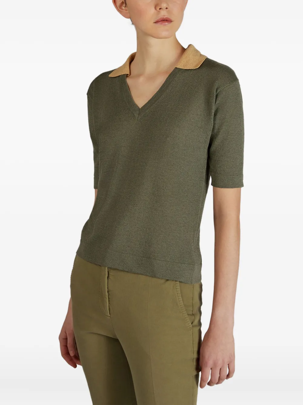 Zanone T-shirt met V-hals Groen