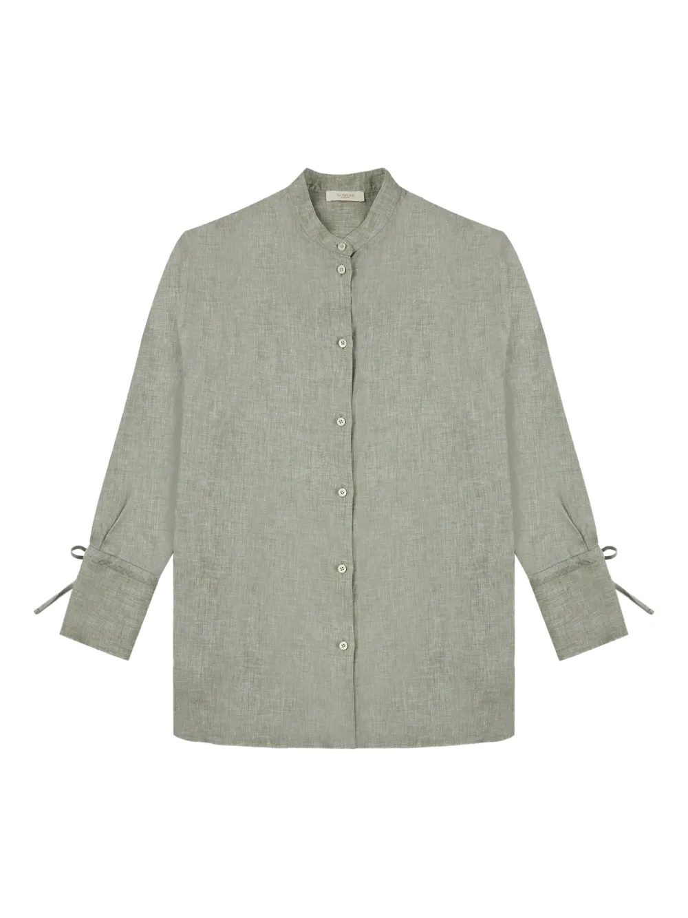 Glanshirt Tie-cuff Linen Top In Green