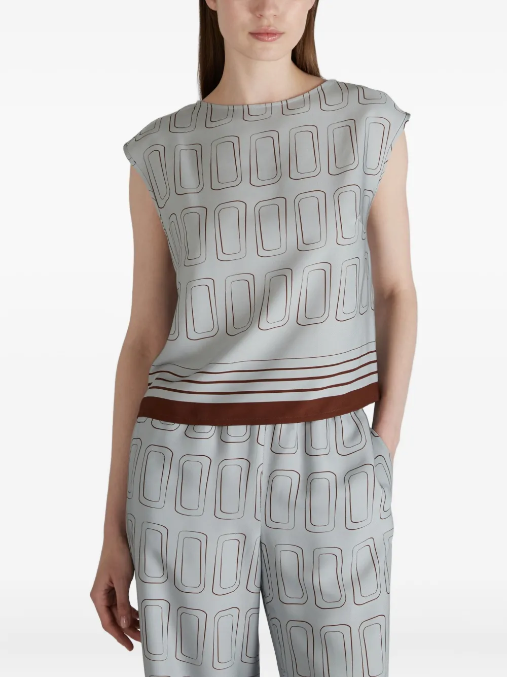 Glanshirt Geometric Top In Animal Print