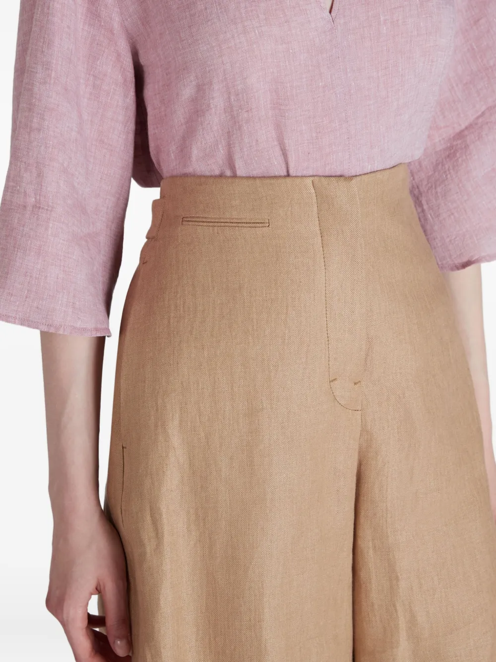 Incotex Linnen bermuda shorts met verborgen sluiting Beige