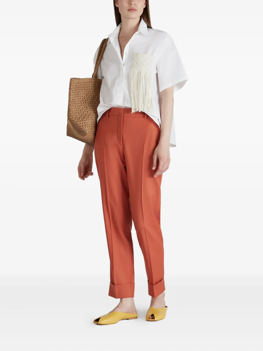 Incotex Broek met omgeslagen pijpen - Oranje