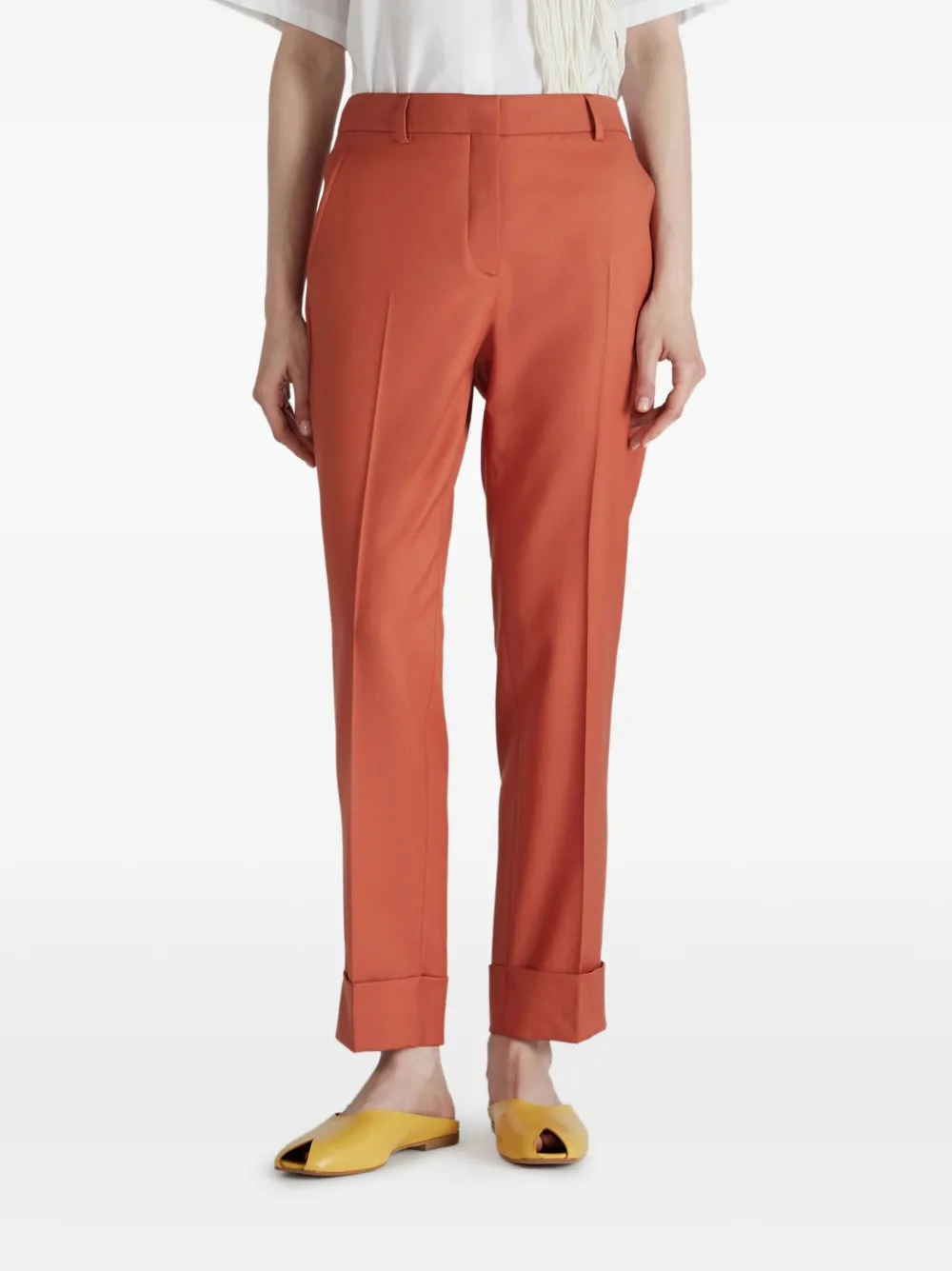 Incotex Broek met omgeslagen pijpen Oranje