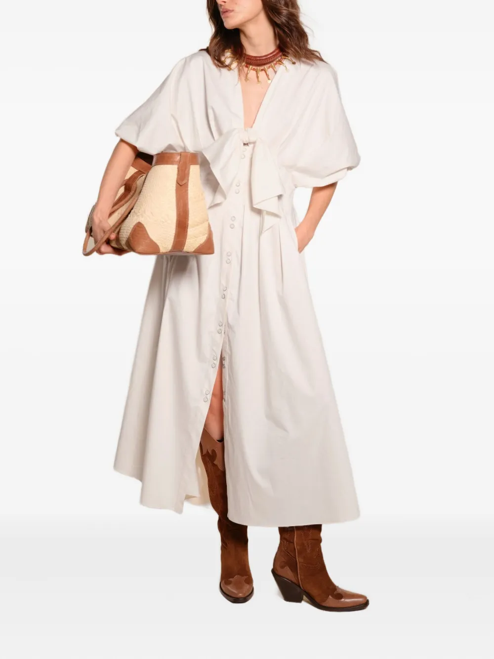 Johanna Ortiz Endless Spring jurk met strikknoop - Beige