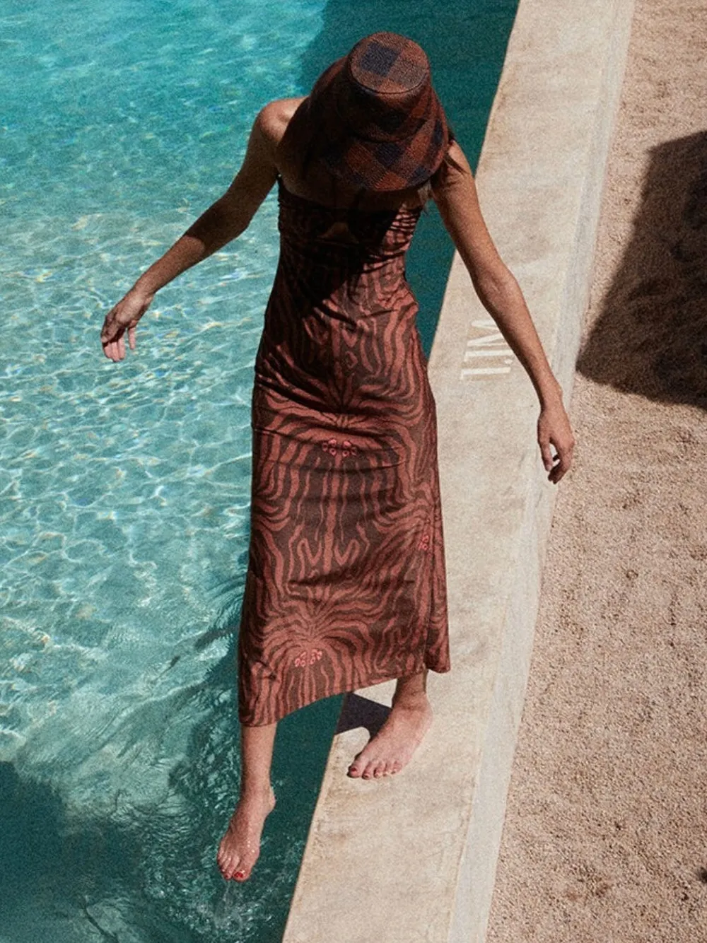 Johanna Ortiz Heaven And Earth Checked Hat In Brown