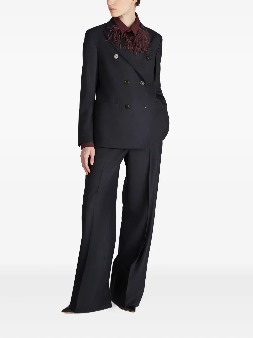 Montedoro Double-breasted Wool Blazer In Blue