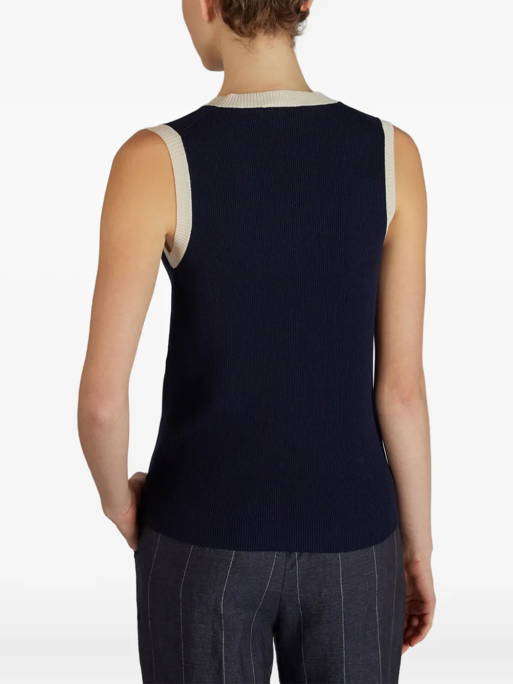 Zanone V-neck Colour-block Vest In Blue