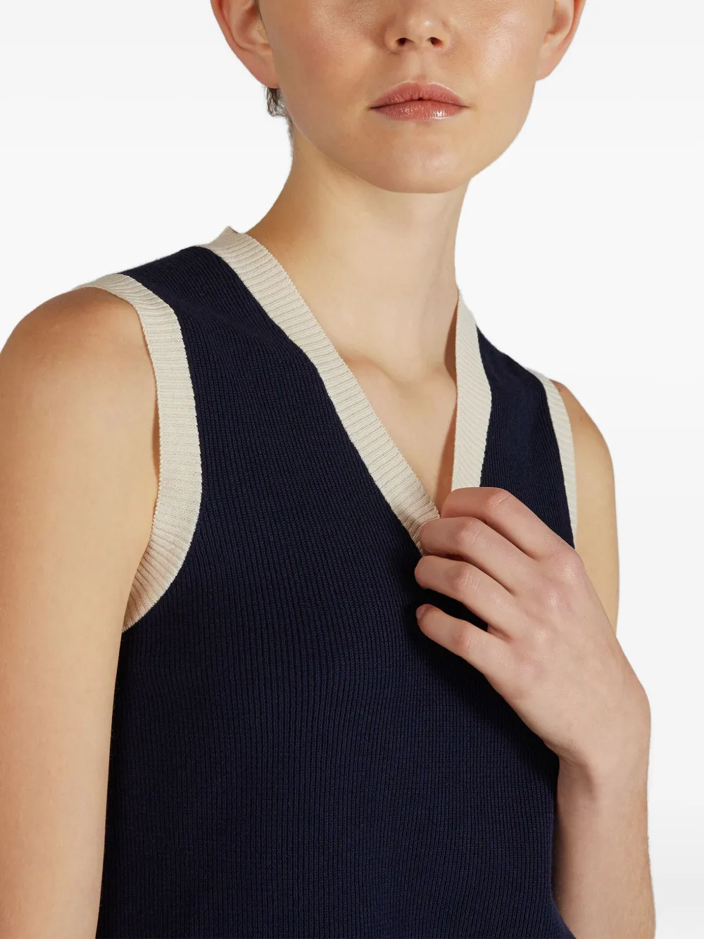 Zanone V-neck Colour-block Vest In Blue