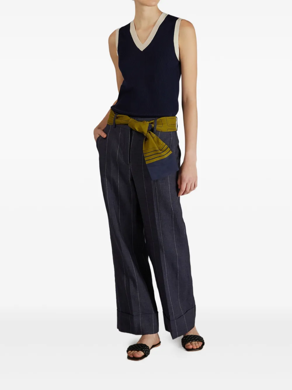 Zanone V-neck Colour-block Vest In Blue