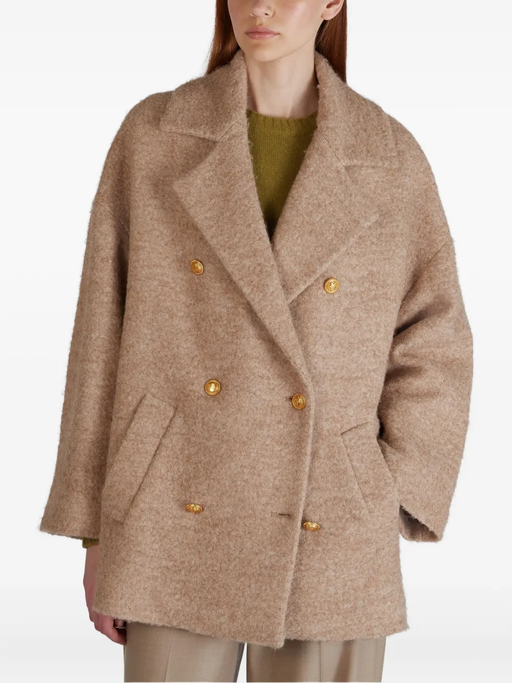 Montedoro Double-breasted Peacoat In Neutral