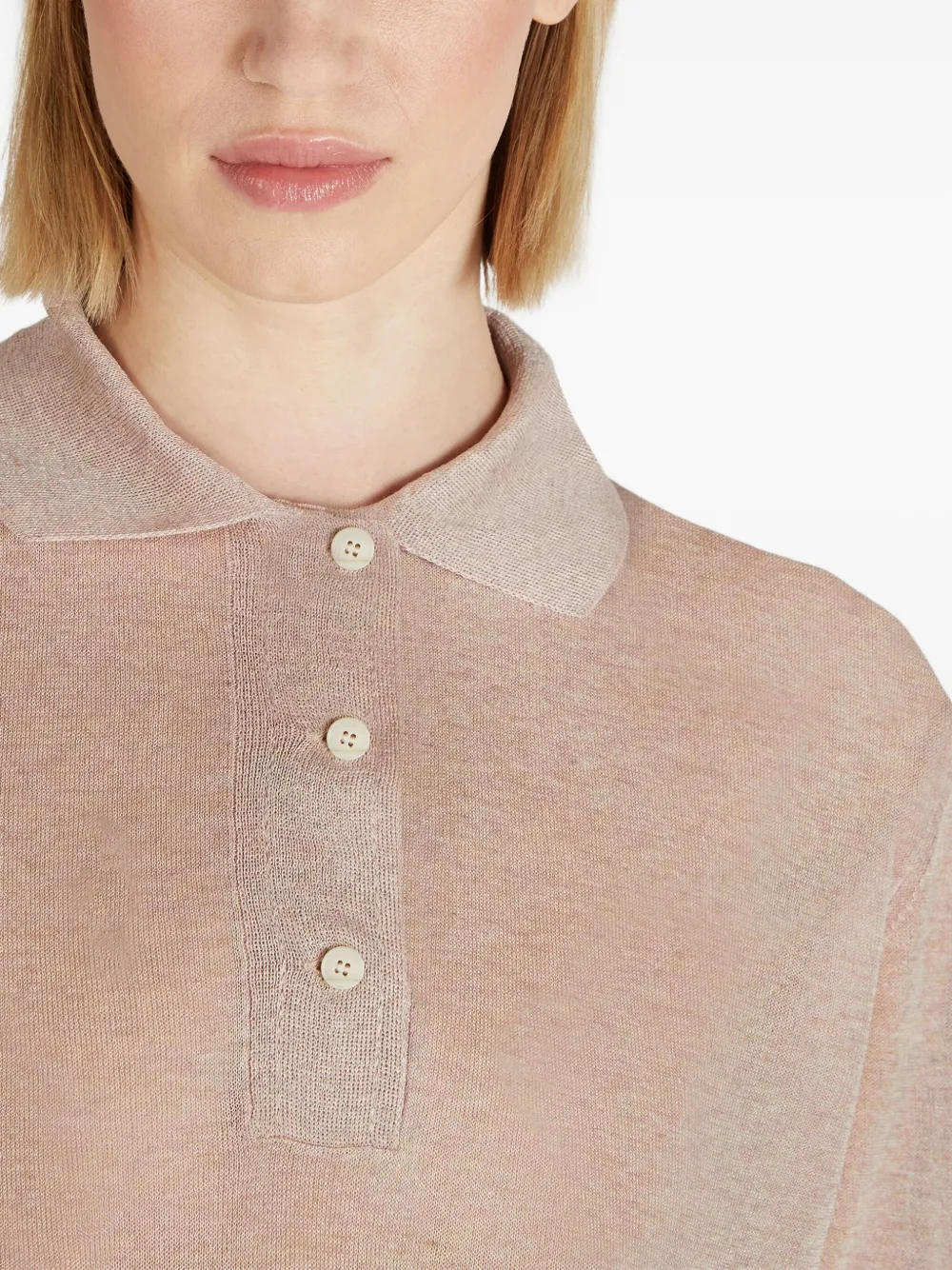 Zanone Polotop met knopen Roze