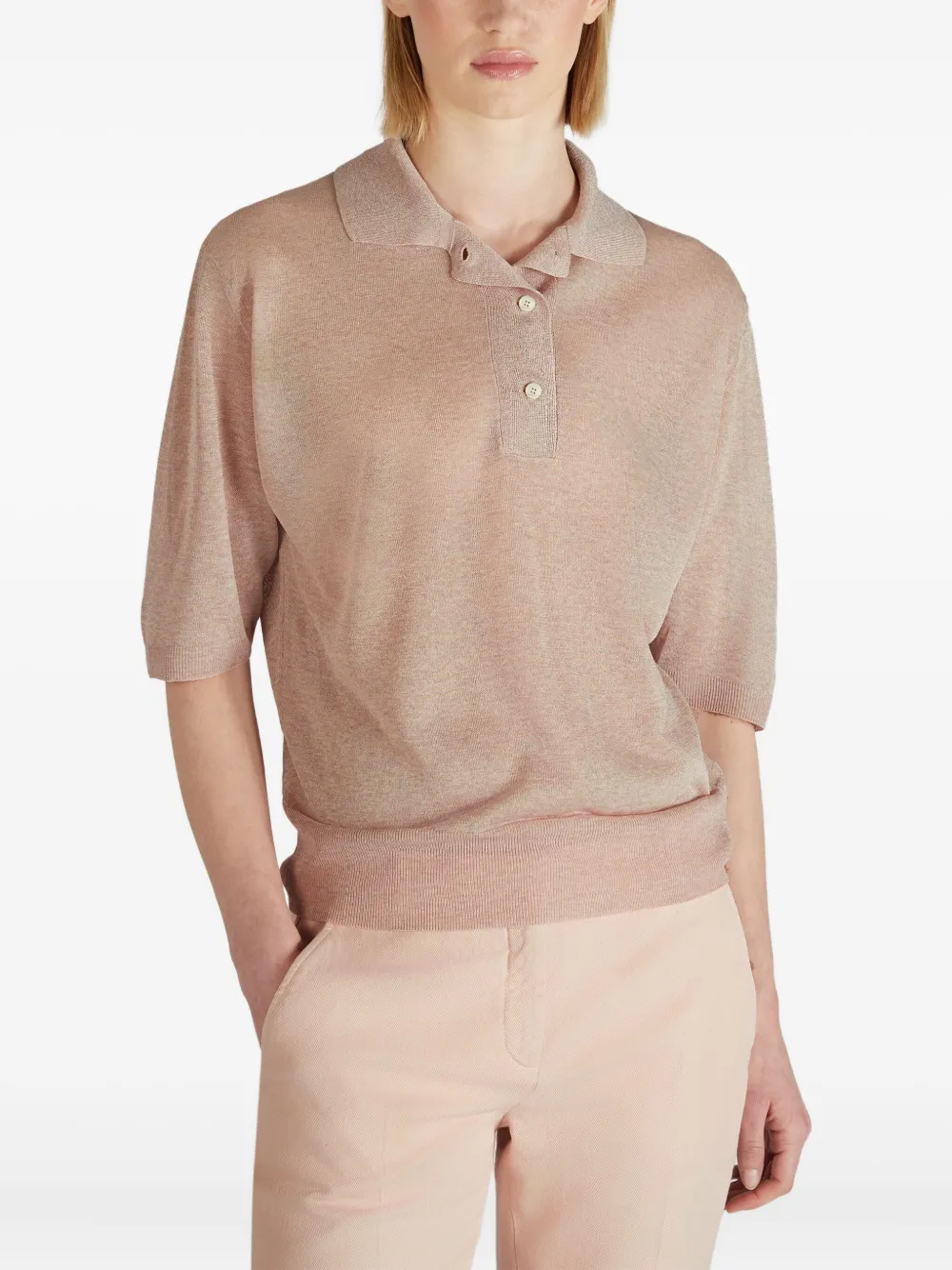 Zanone Polotop met knopen Roze