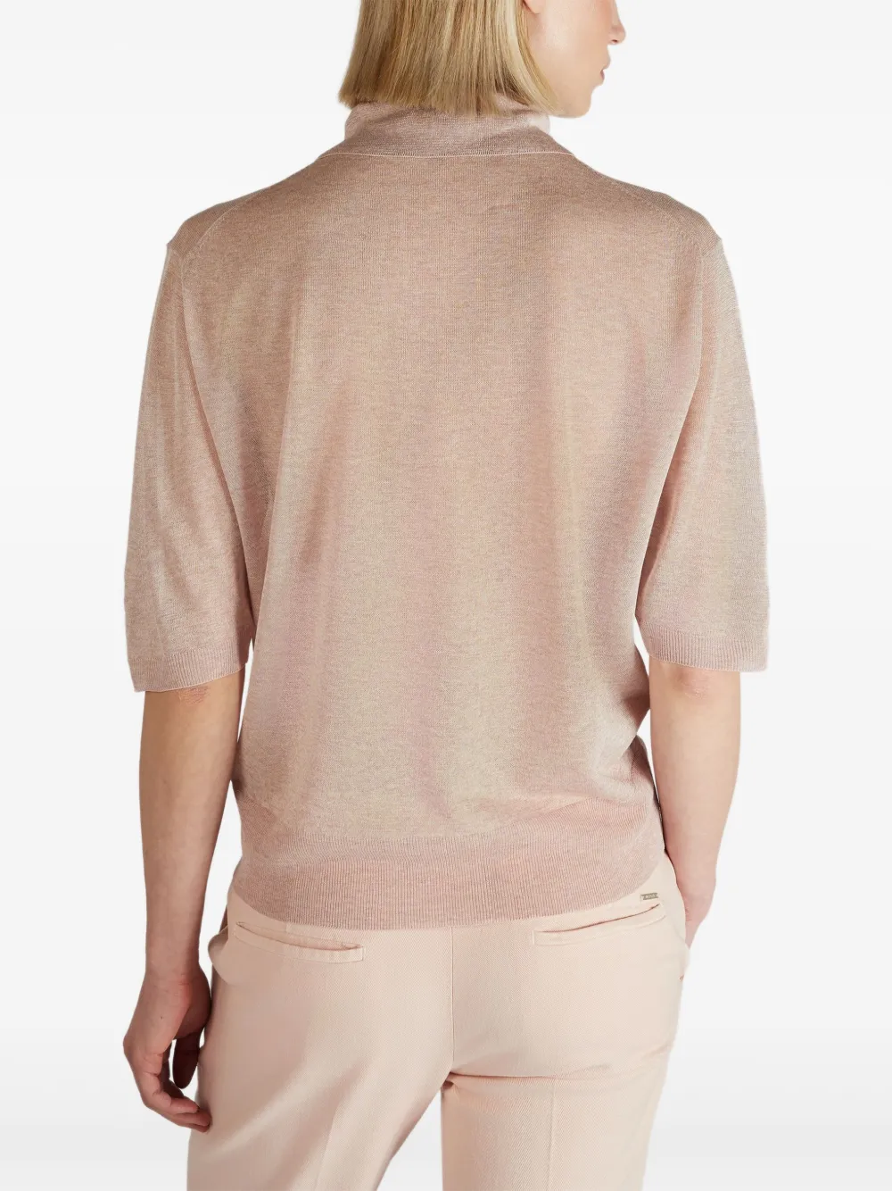 Zanone Polotop met knopen Roze