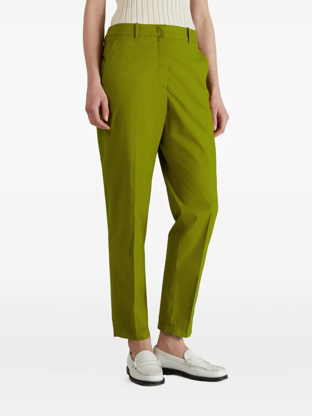 Incotex Elastische popeline broek Groen