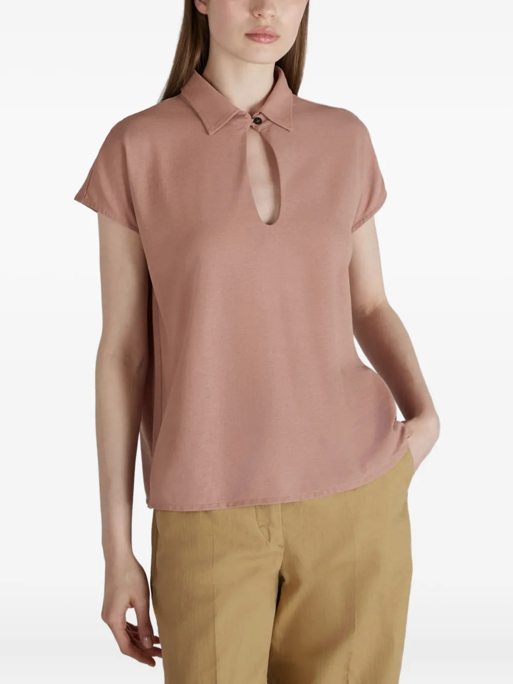Zanone Keyhole Polo Top In Pink