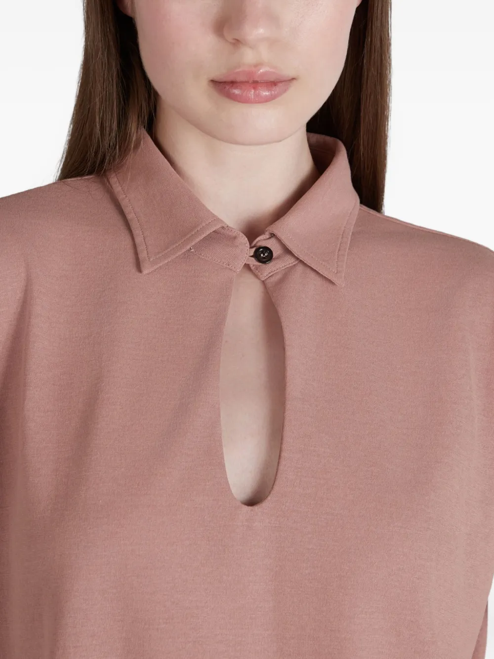Zanone Keyhole Polo Top In Pink