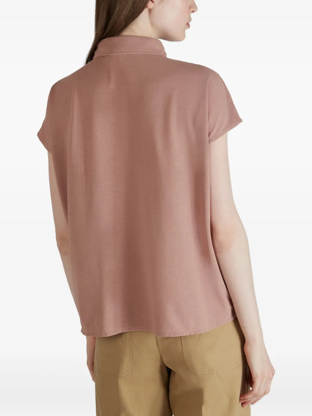 Zanone Keyhole Polo Top In Pink